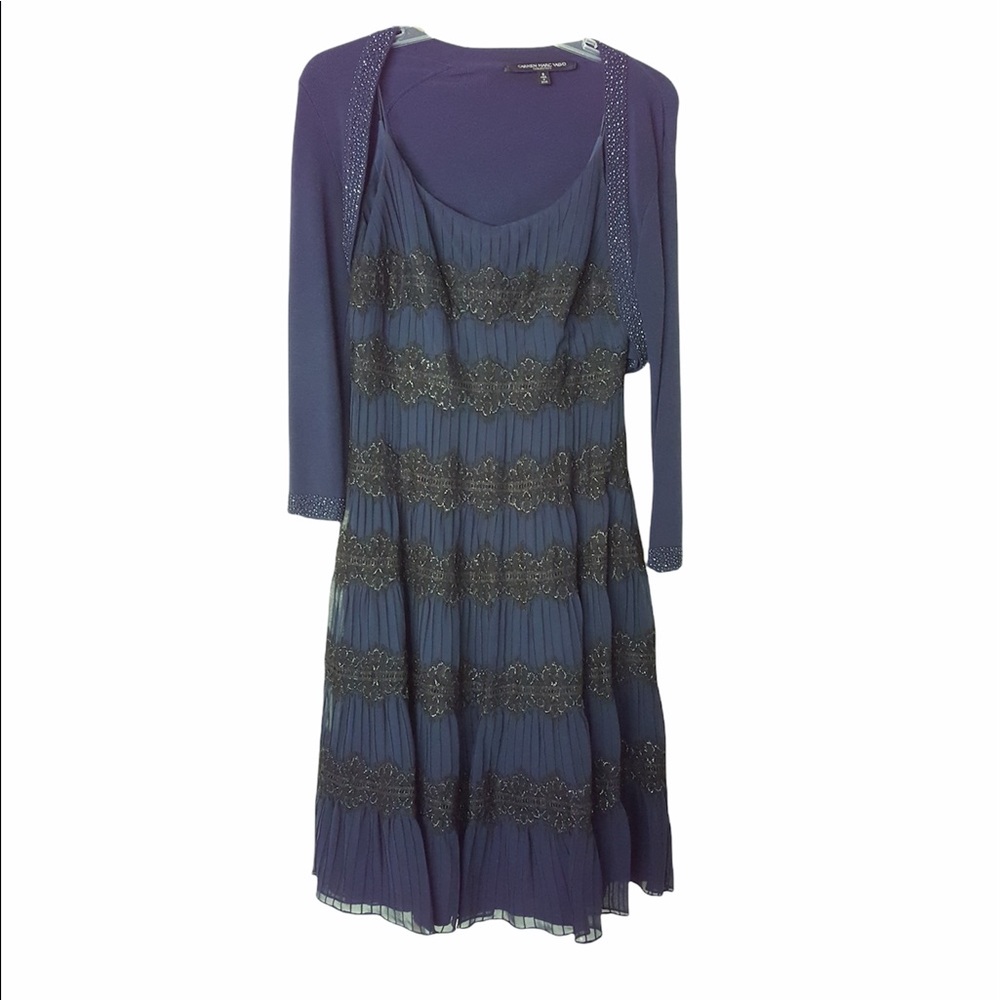 Carmen Marc Valvo Strap Women’s Dress with shrug size 2 - blue